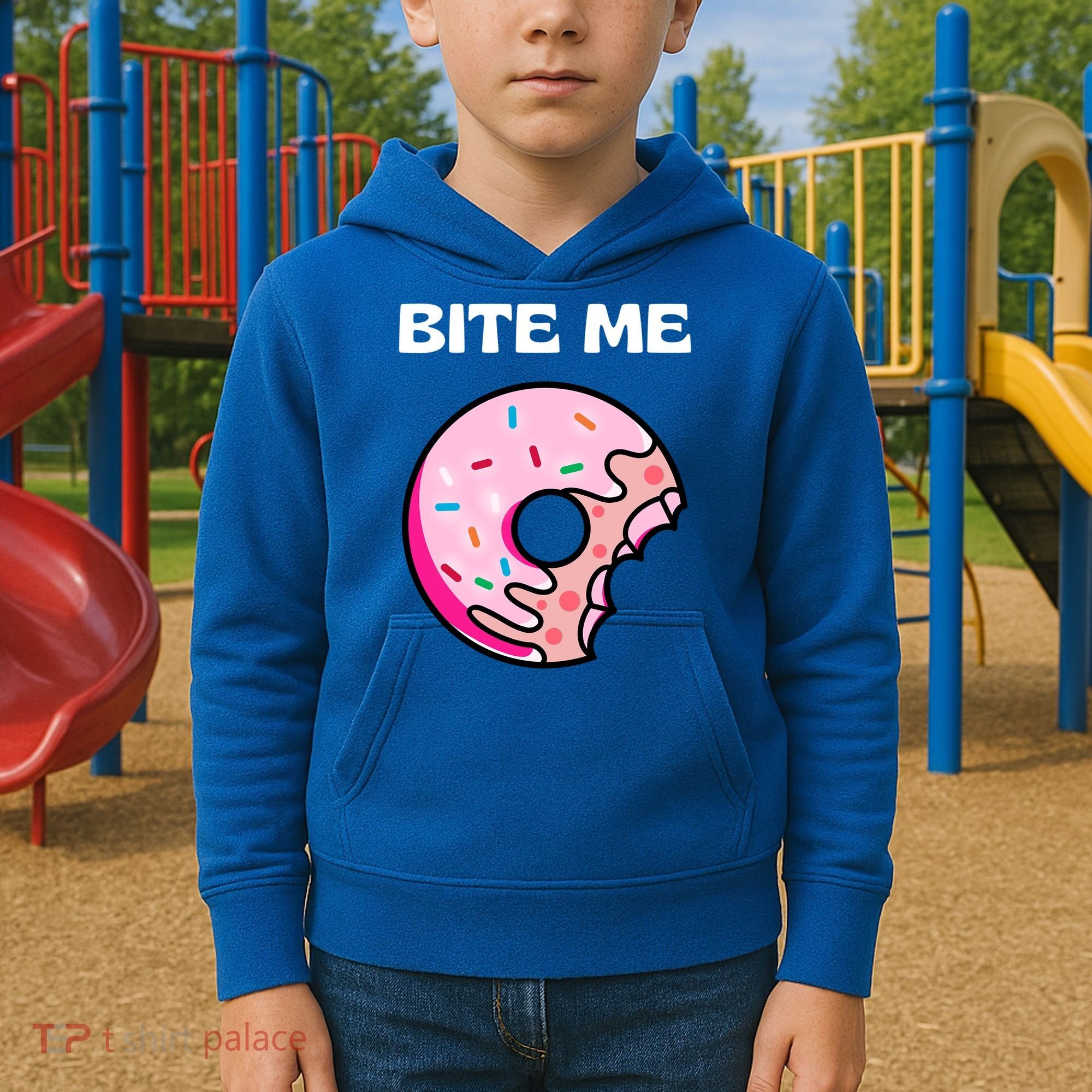 Bite Me Gift Donut Crew Gift Kids Hoodie