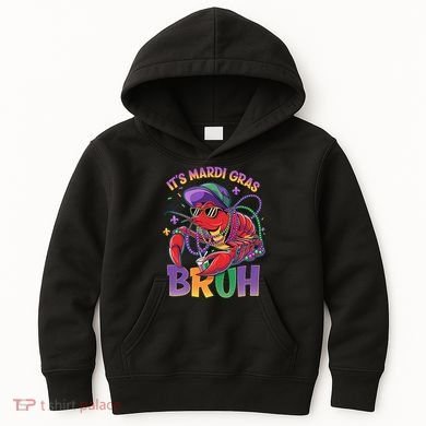 Bruh Mardi Gras Crawfish Mardi Gras Design Kids Hoodie