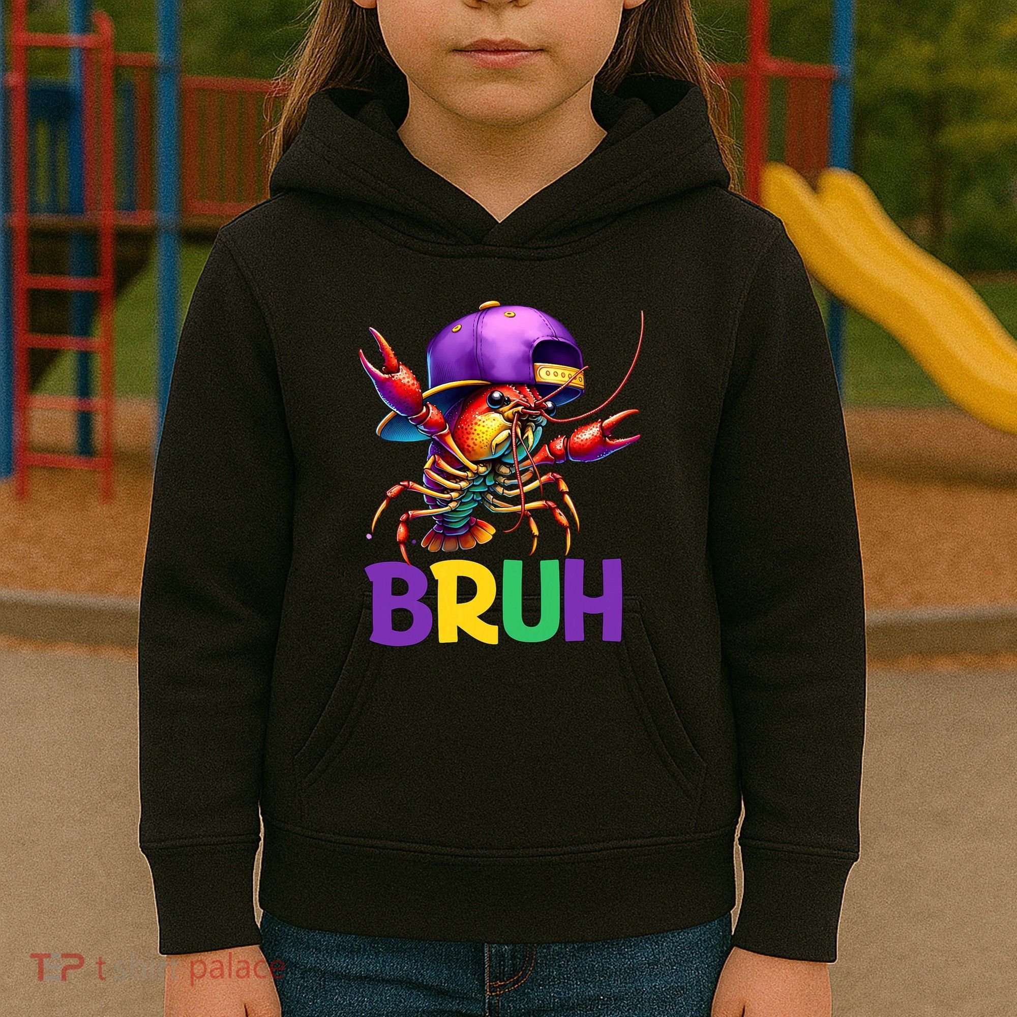 Bruh Mardi Gras Bruh Crawfish Mardi Gras Kids Hoodie