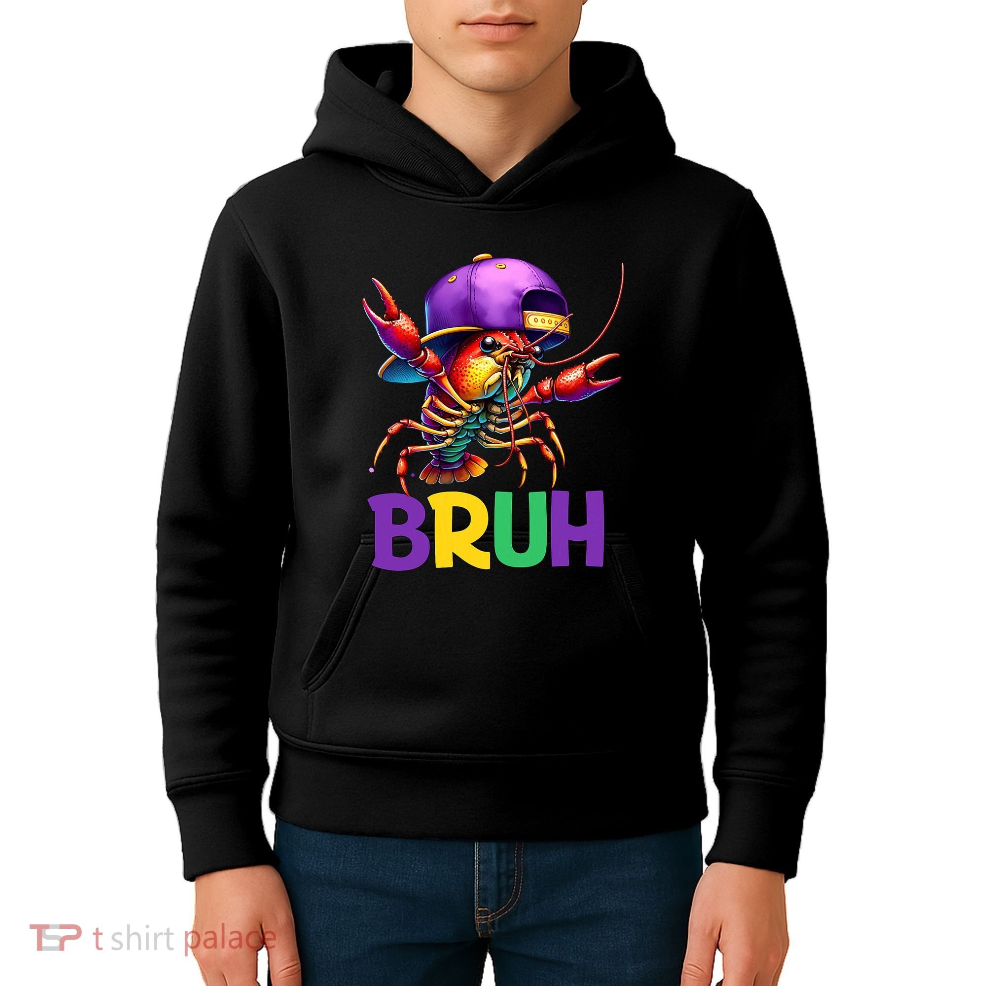 Bruh Mardi Gras Bruh Crawfish Mardi Gras Kids Hoodie
