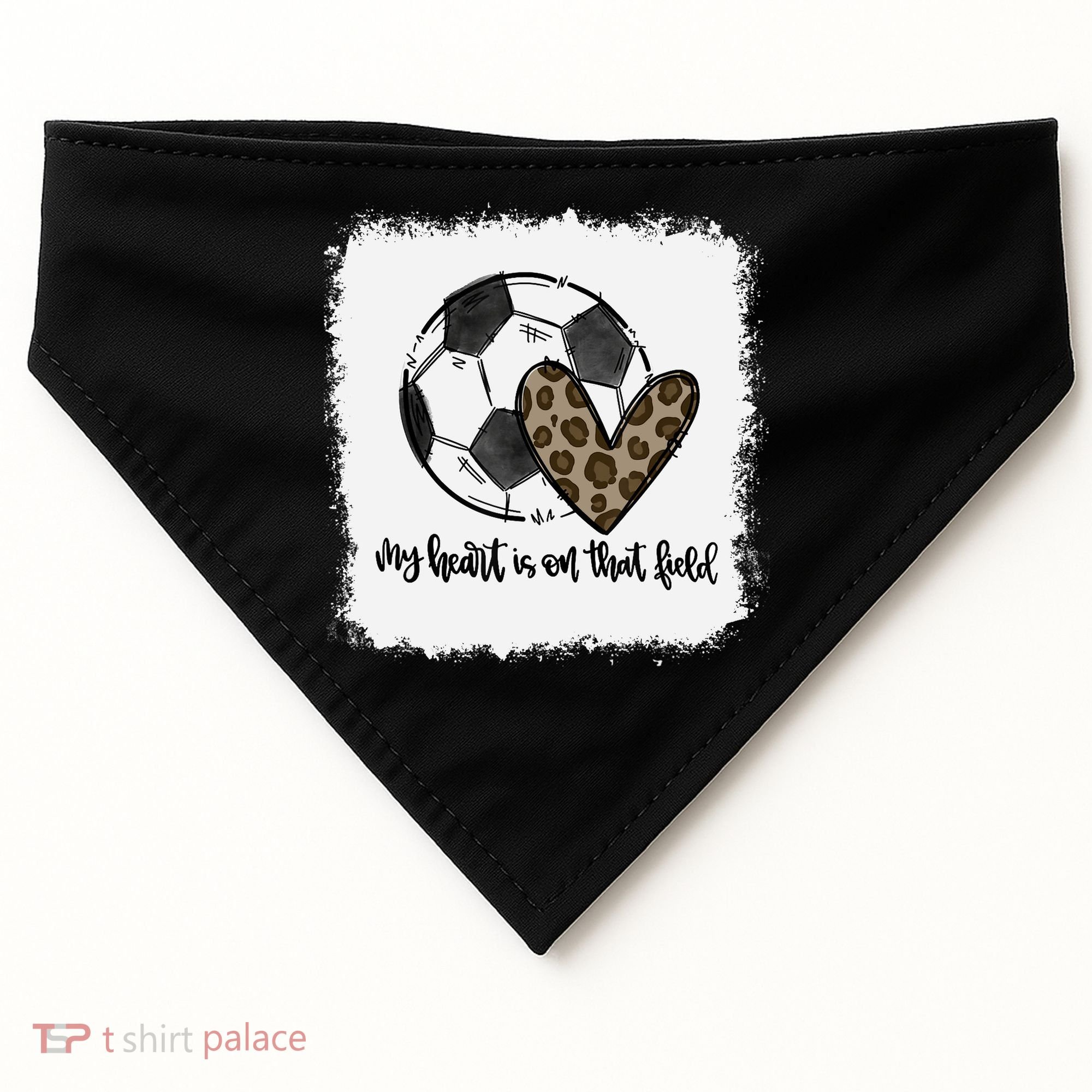 Bleached My Heart Is On That Field Soccer Mom Leopard USA-Made Doggie Bandana