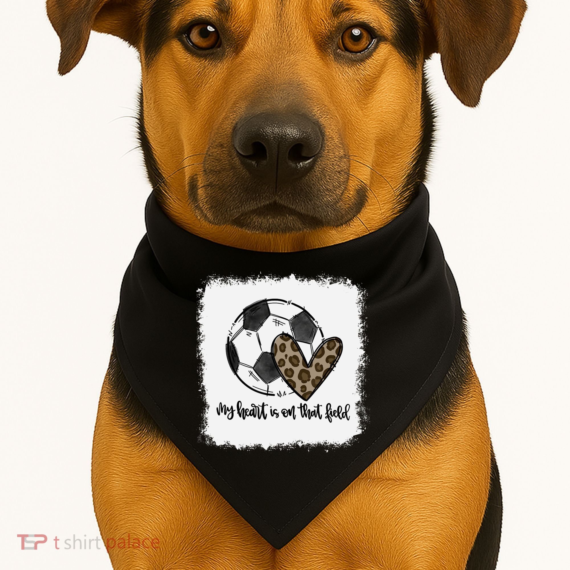 Bleached My Heart Is On That Field Soccer Mom Leopard USA-Made Doggie Bandana