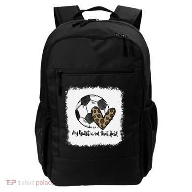 Bleached My Heart Is On That Field Soccer Mom Leopard Backpack