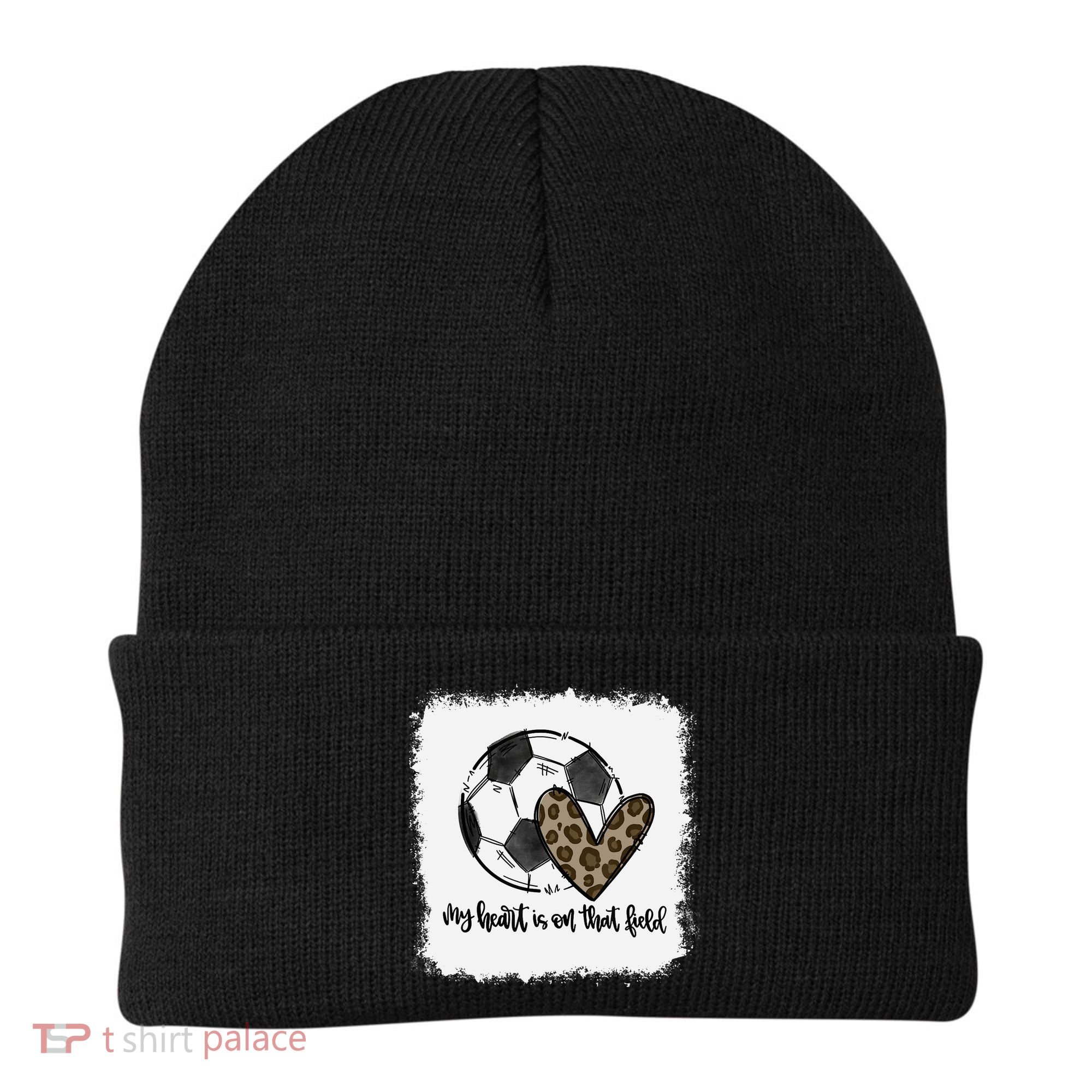Bleached My Heart Is On That Field Soccer Mom Leopard Beanie