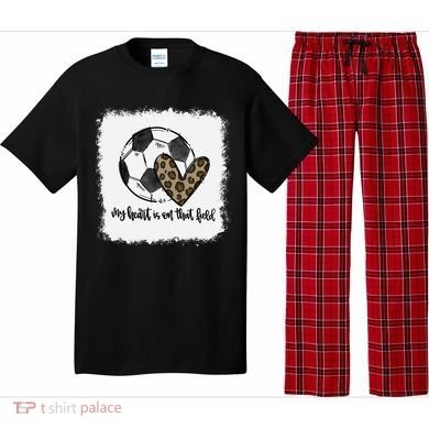 Bleached My Heart Is On That Field Soccer Mom Leopard Pajama Set