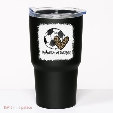 Bleached My Heart Is On That Field Soccer Mom Leopard Tumbler