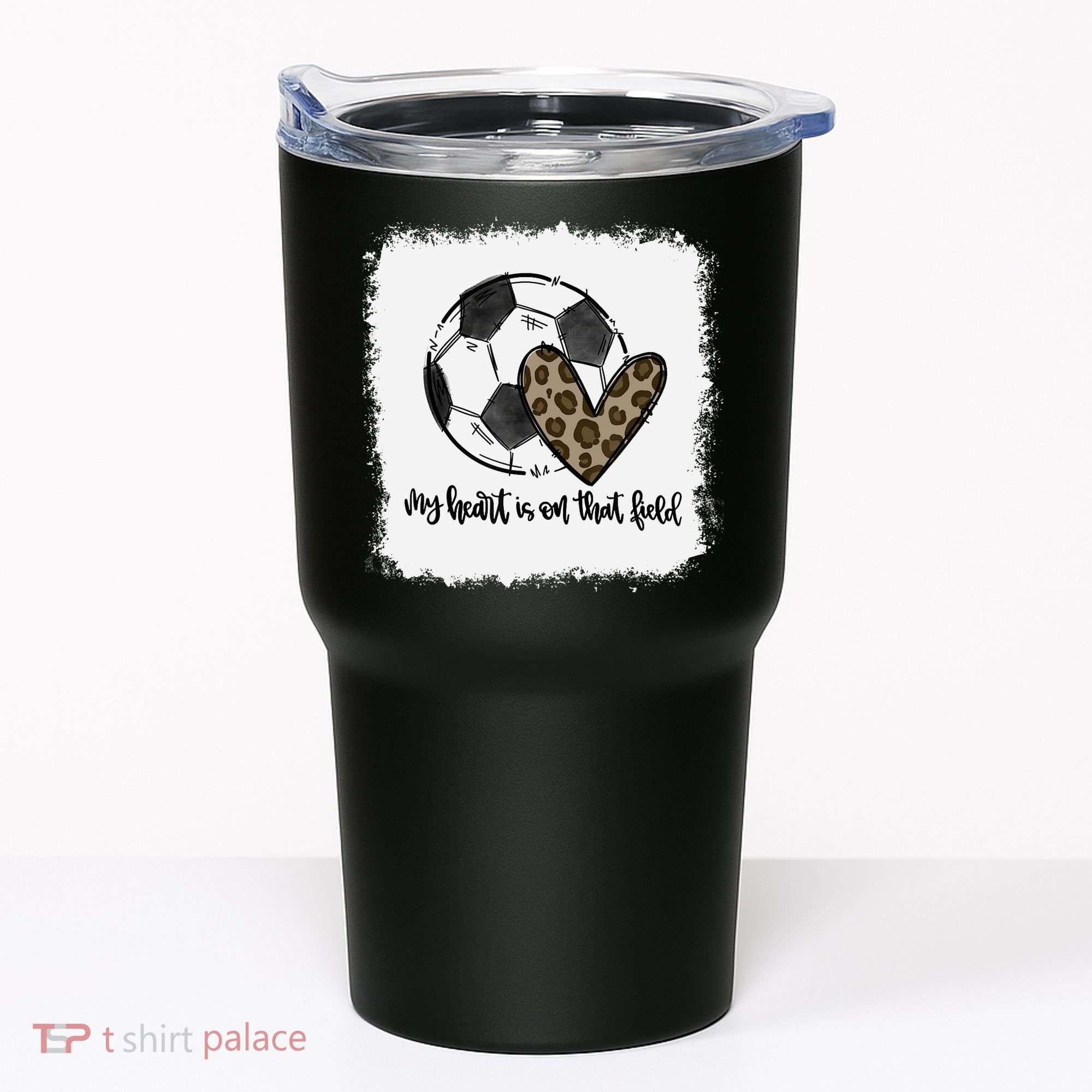 Bleached My Heart Is On That Field Soccer Mom Leopard Tumbler