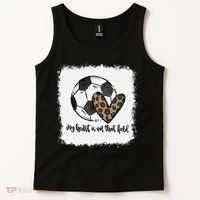 Bleached My Heart Is On That Field Soccer Mom Leopard Tank Top thumb 2