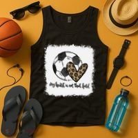 Bleached My Heart Is On That Field Soccer Mom Leopard Tank Top thumb 4