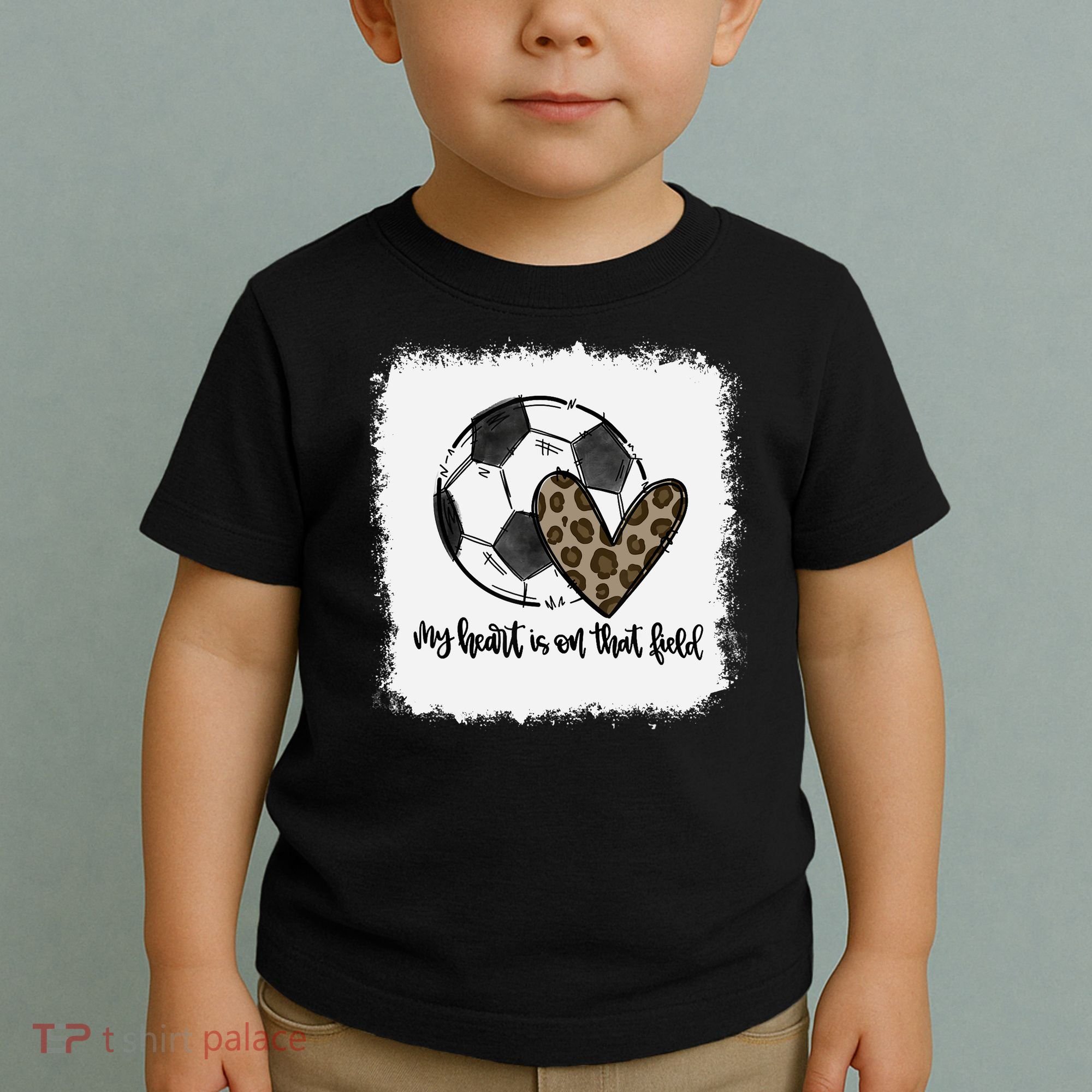 Bleached My Heart Is On That Field Soccer Mom Leopard Toddler T-Shirt