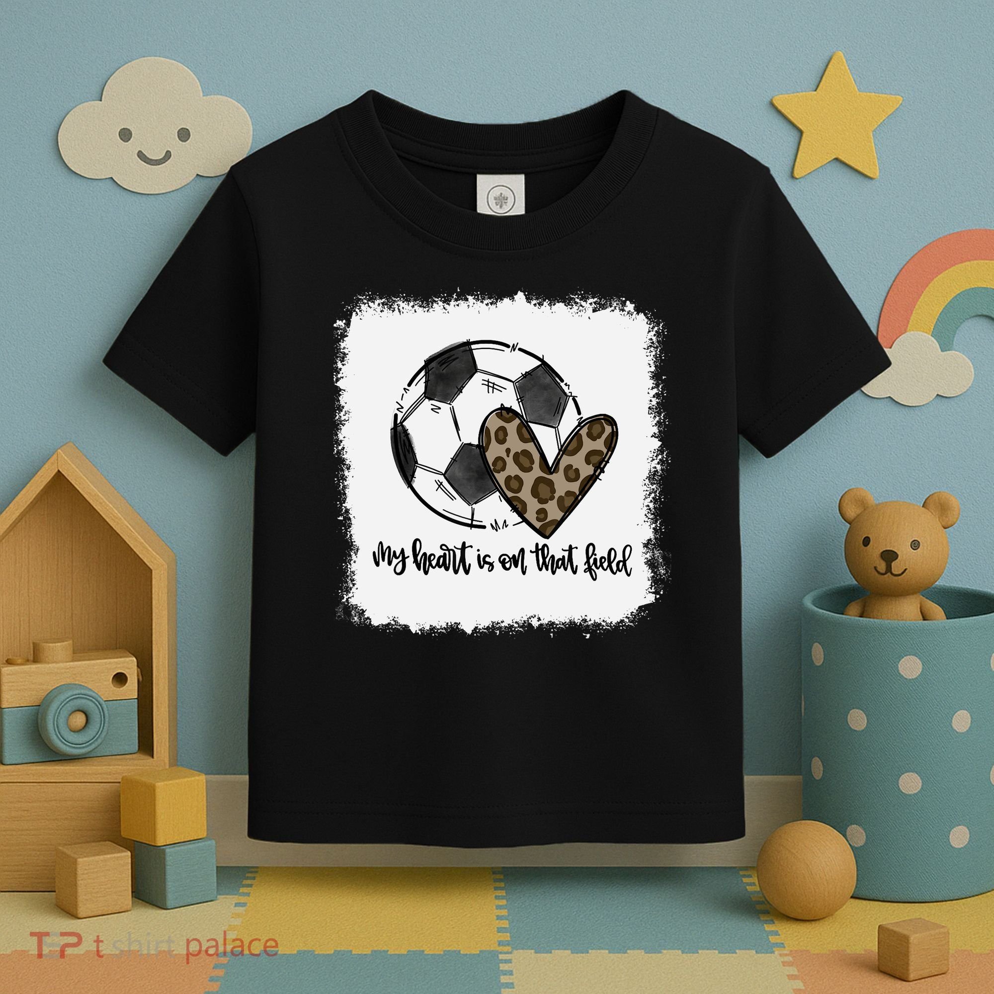 Bleached My Heart Is On That Field Soccer Mom Leopard Toddler T-Shirt