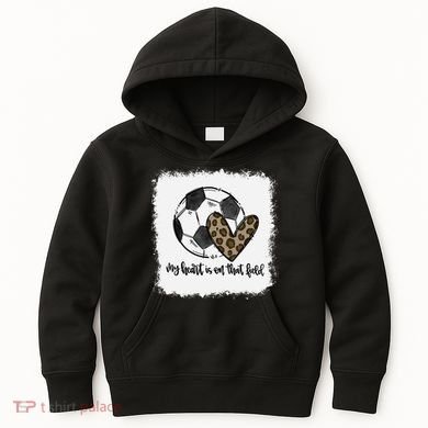 Bleached My Heart Is On That Field Soccer Mom Leopard Kids Hoodie