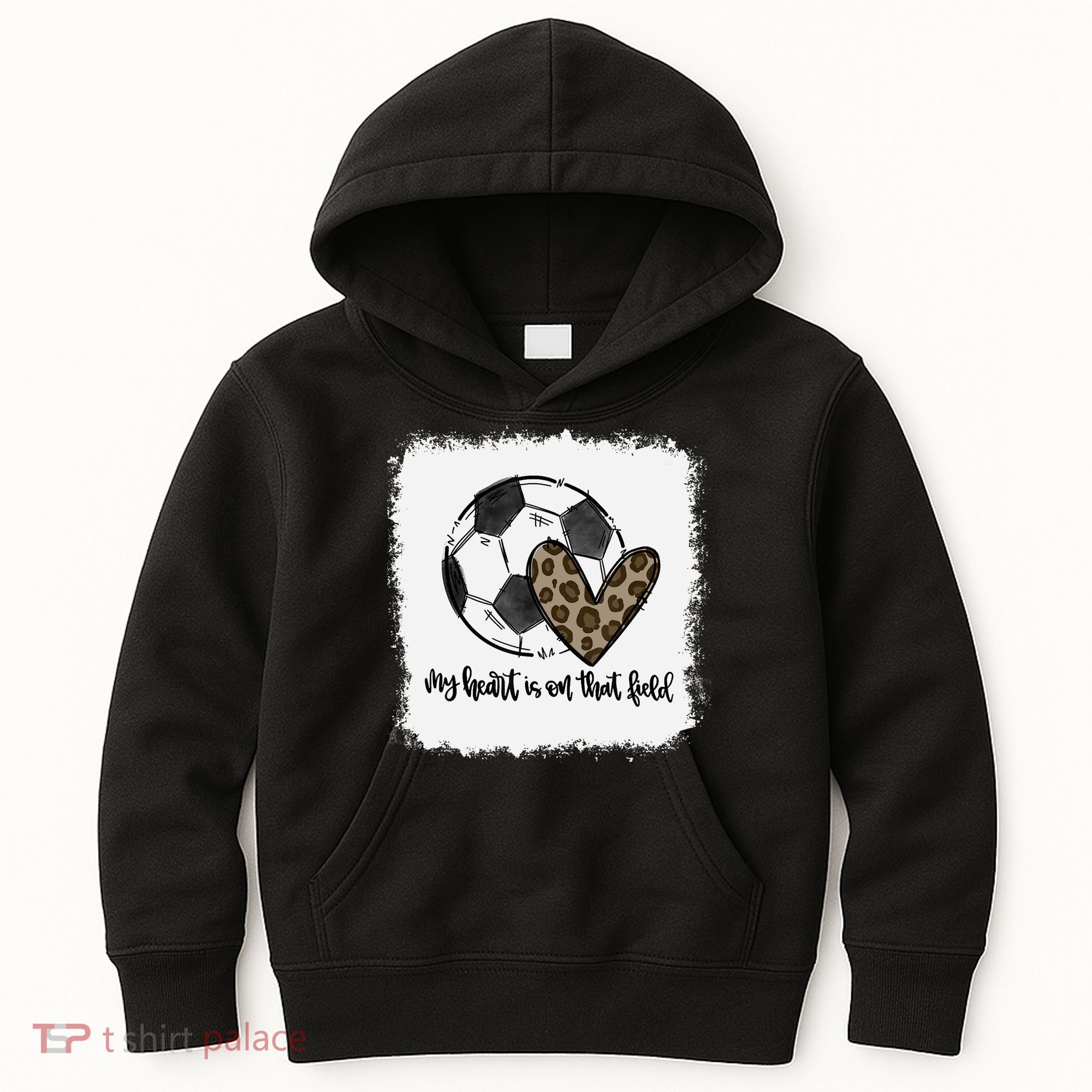 Bleached My Heart Is On That Field Soccer Mom Leopard Kids Hoodie
