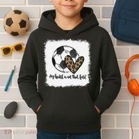 Bleached My Heart Is On That Field Soccer Mom Leopard Kids Hoodie thumb 2