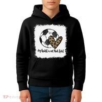 Bleached My Heart Is On That Field Soccer Mom Leopard Kids Hoodie thumb 4