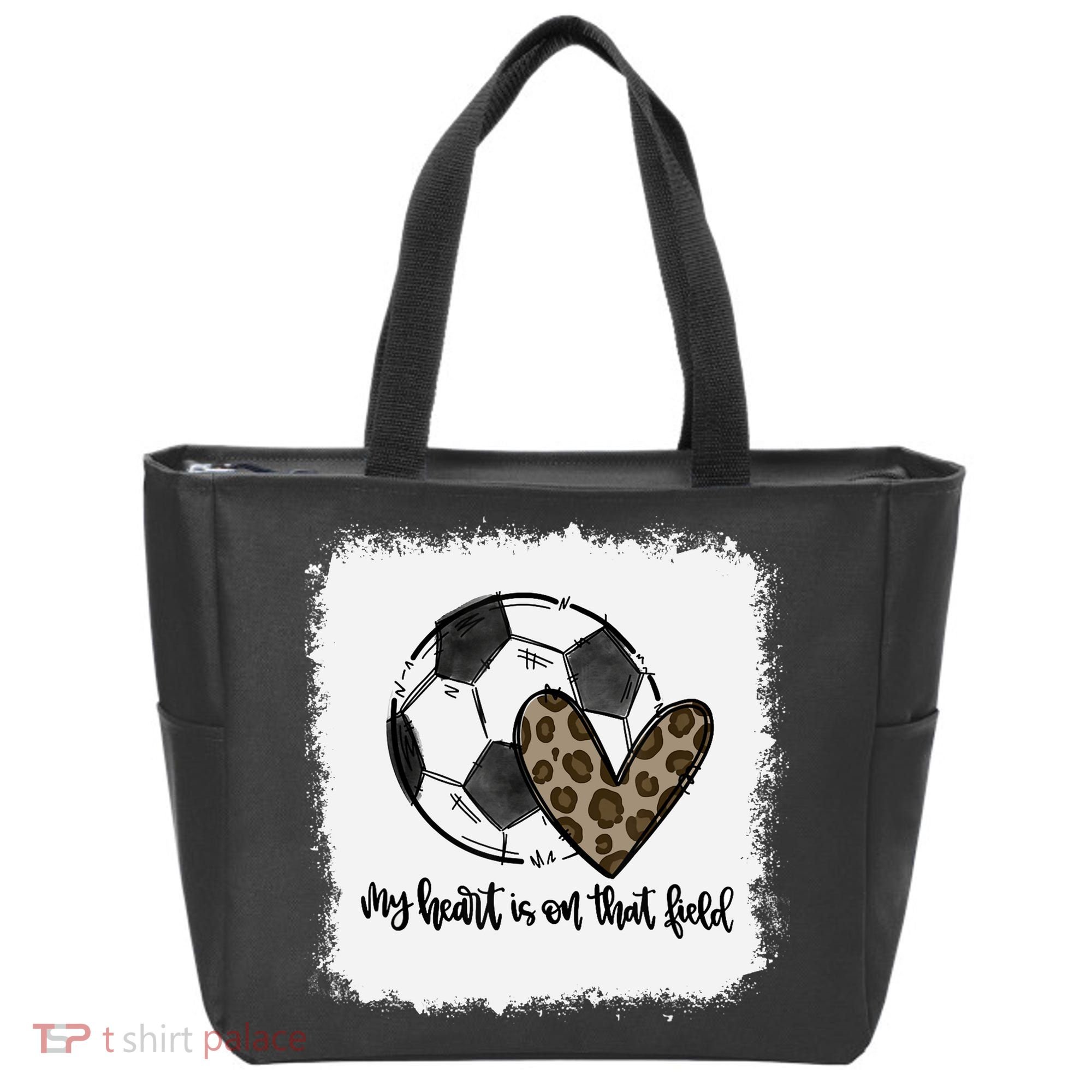 Bleached My Heart Is On That Field Soccer Mom Leopard Tote Bag