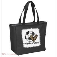 Bleached My Heart Is On That Field Soccer Mom Leopard Tote Bag thumb 2