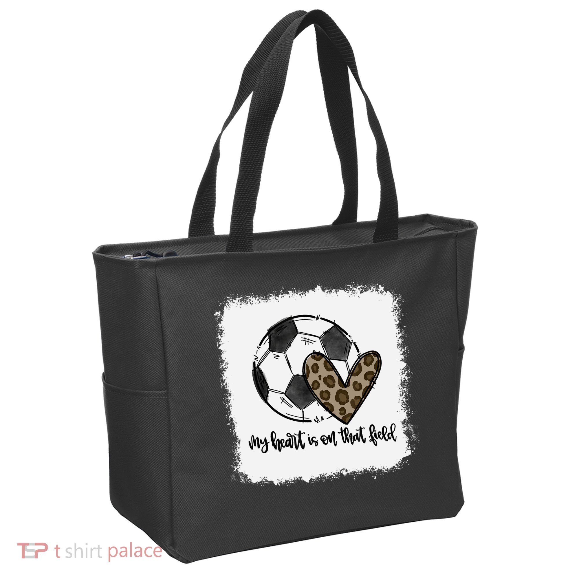 Bleached My Heart Is On That Field Soccer Mom Leopard Tote Bag