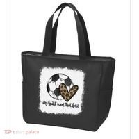Bleached My Heart Is On That Field Soccer Mom Leopard Tote Bag thumb 3