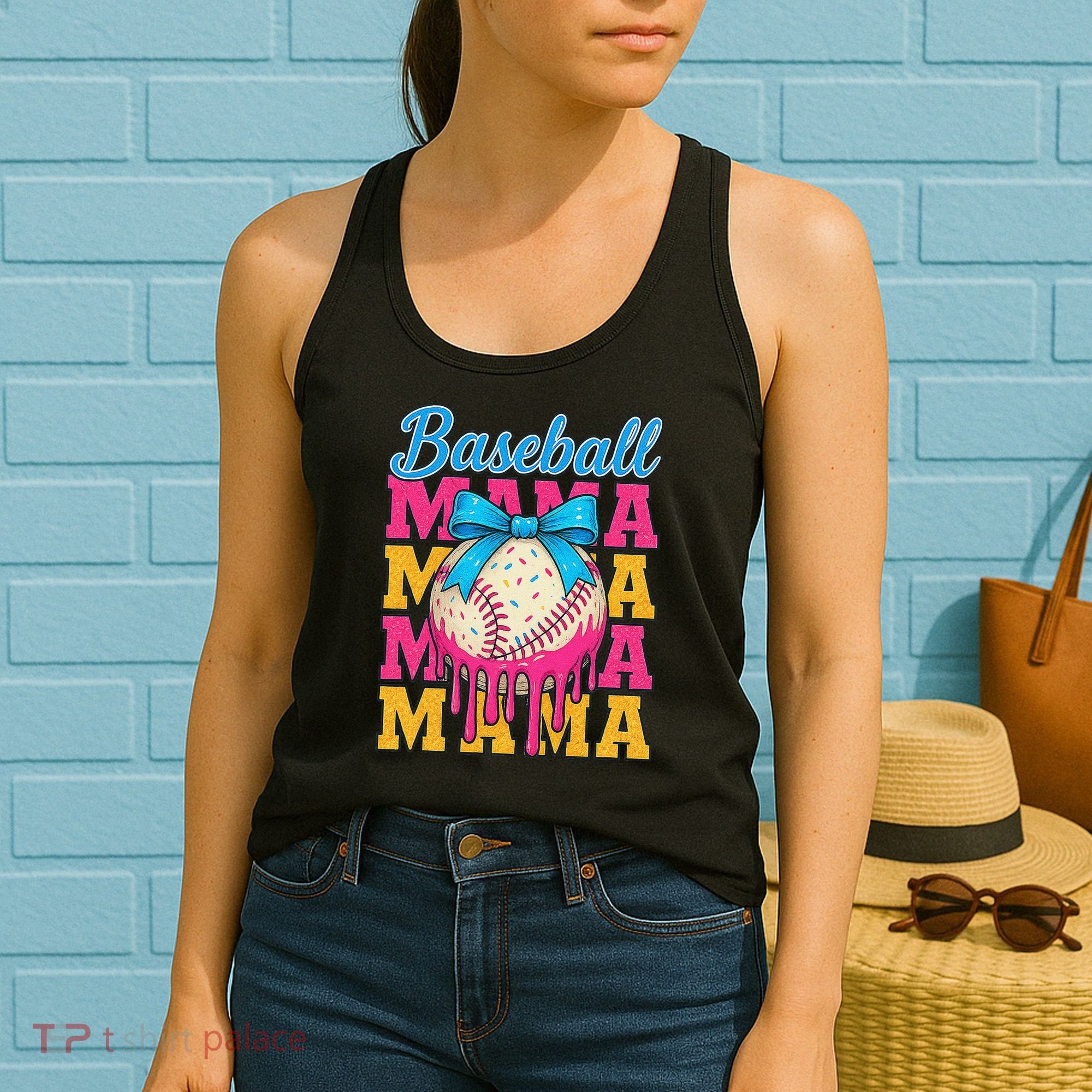 Baseball Mama Home Plate Ice Cream Drip With Sprinkles Drip Women's Tank Top
