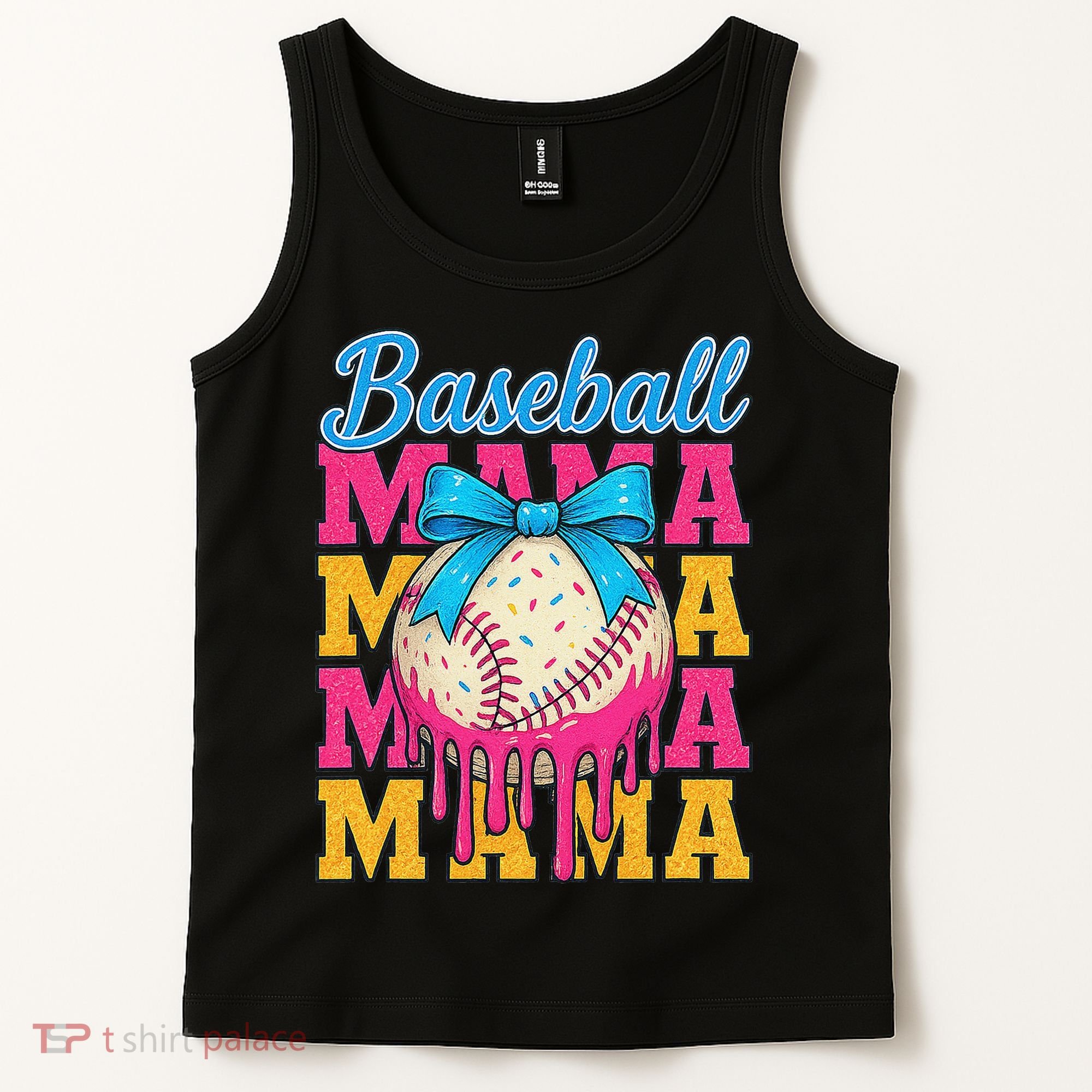 Baseball Mama Home Plate Ice Cream Drip With Sprinkles Drip Tank Top