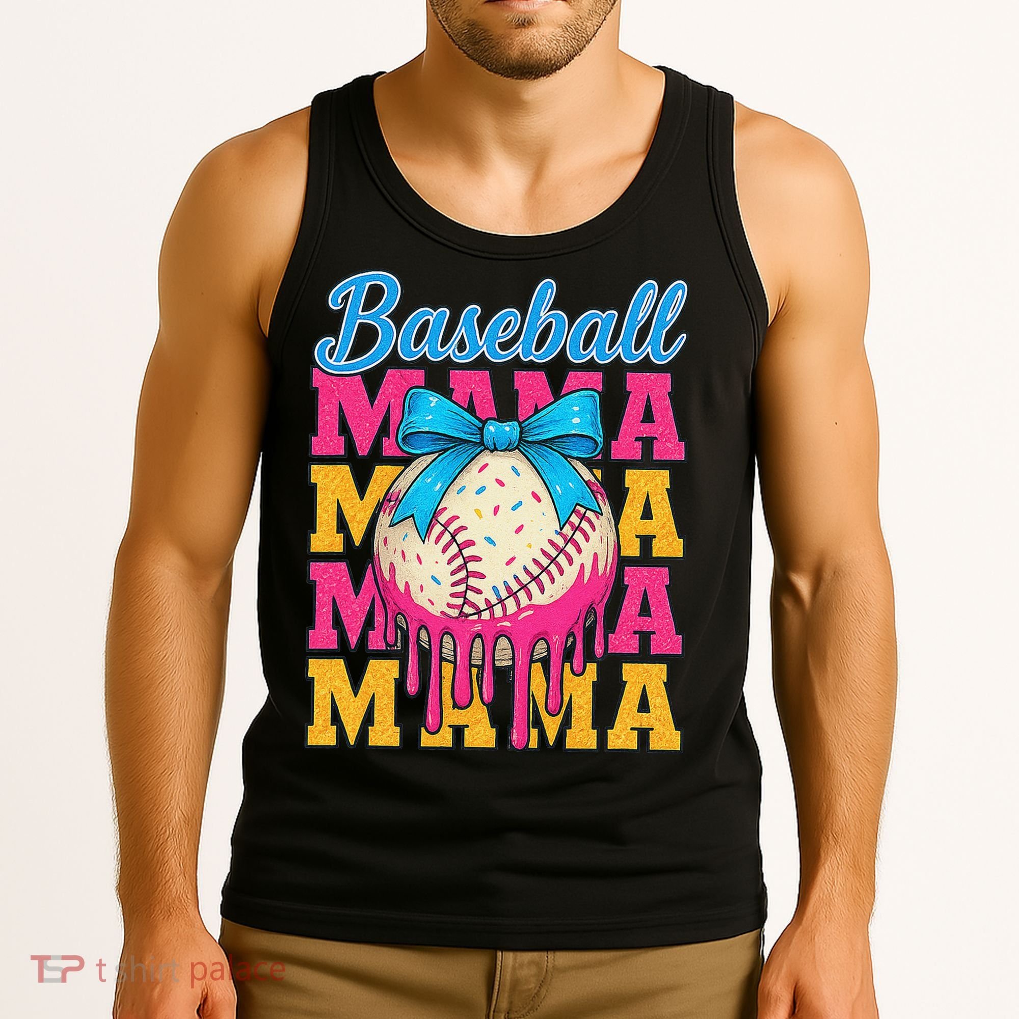 Baseball Mama Home Plate Ice Cream Drip With Sprinkles Drip Tank Top