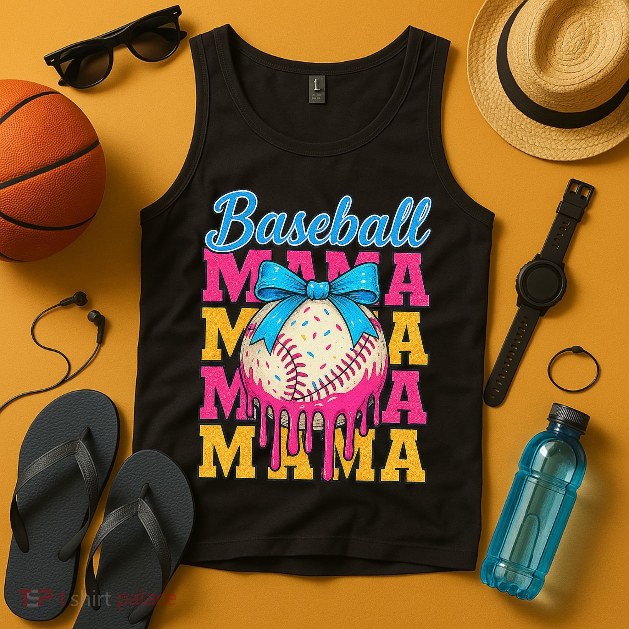 Baseball Mama Home Plate Ice Cream Drip With Sprinkles Drip Tank Top