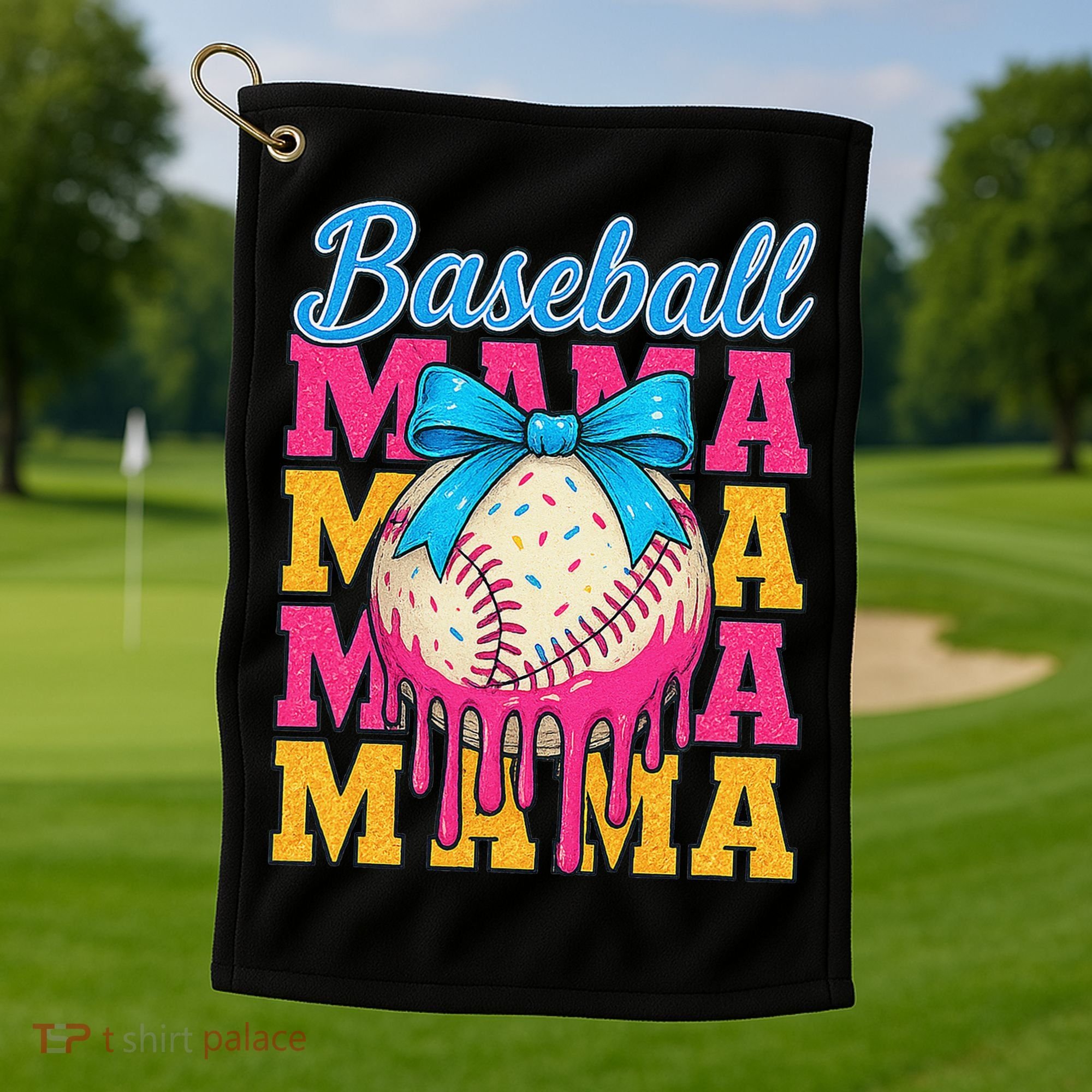 Baseball Mama Home Plate Ice Cream Drip With Sprinkles Drip Golf Towel