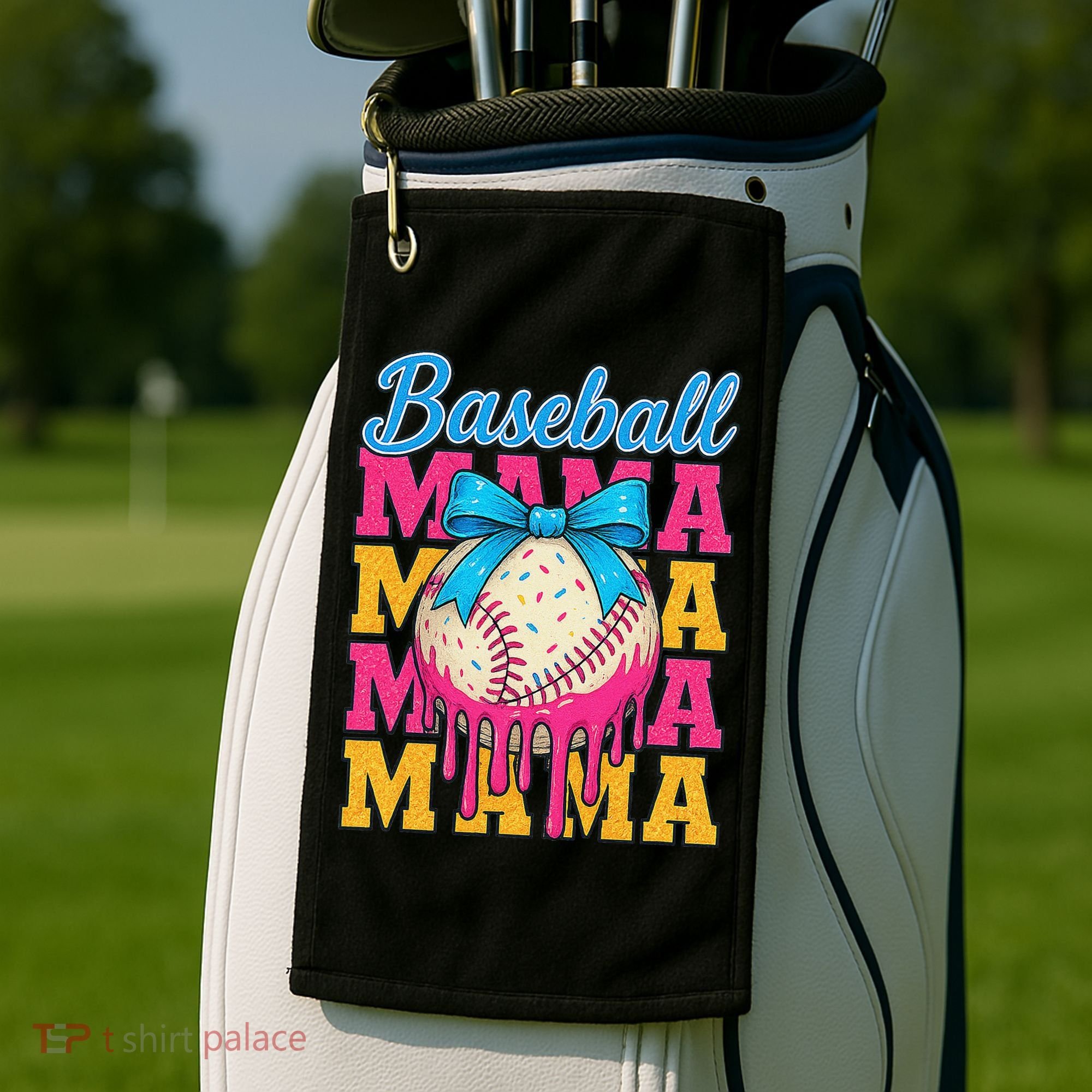 Baseball Mama Home Plate Ice Cream Drip With Sprinkles Drip Golf Towel