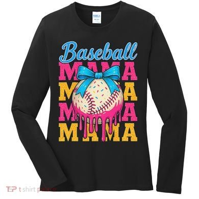 Baseball Mama Home Plate Ice Cream Drip With Sprinkles Drip Women's Long Sleeve Shirt
