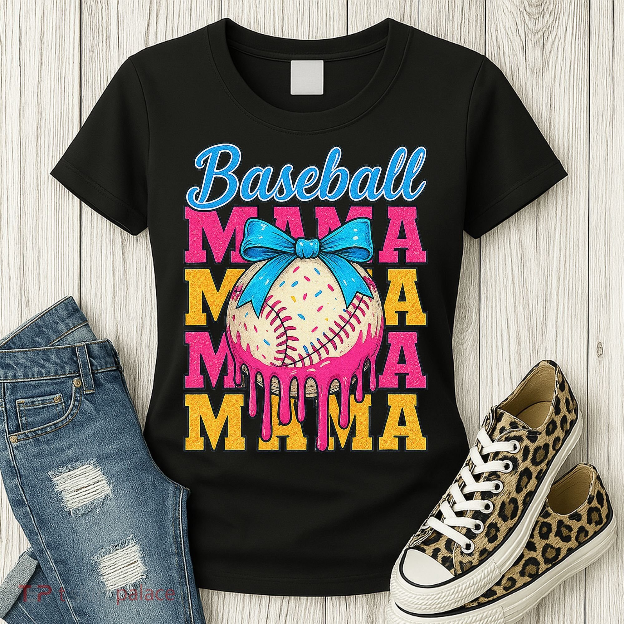 Baseball Mama Home Plate Ice Cream Drip With Sprinkles Drip Women's T-Shirt