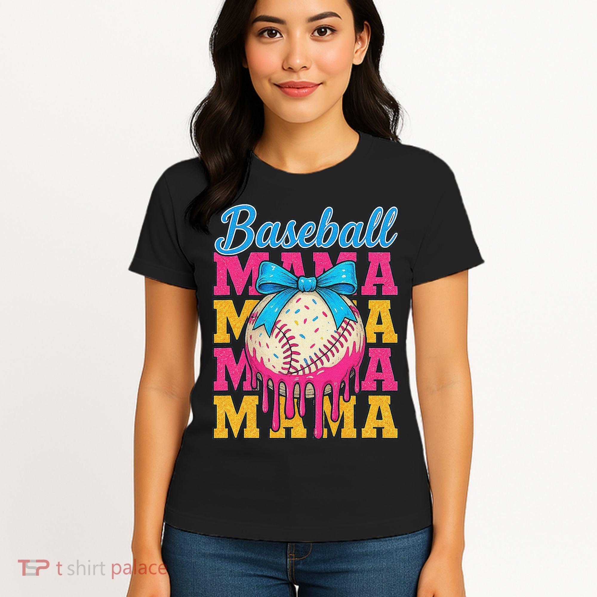 Baseball Mama Home Plate Ice Cream Drip With Sprinkles Drip Women's T-Shirt