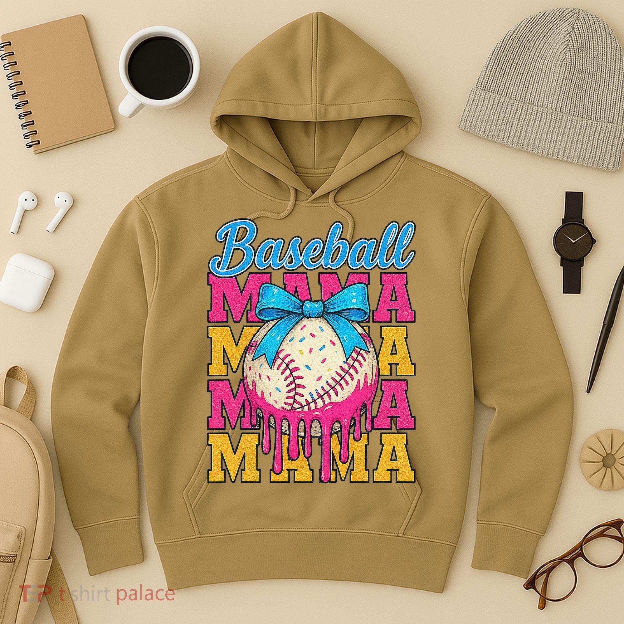 Baseball Mama Home Plate Ice Cream Drip With Sprinkles Drip Hoodie
