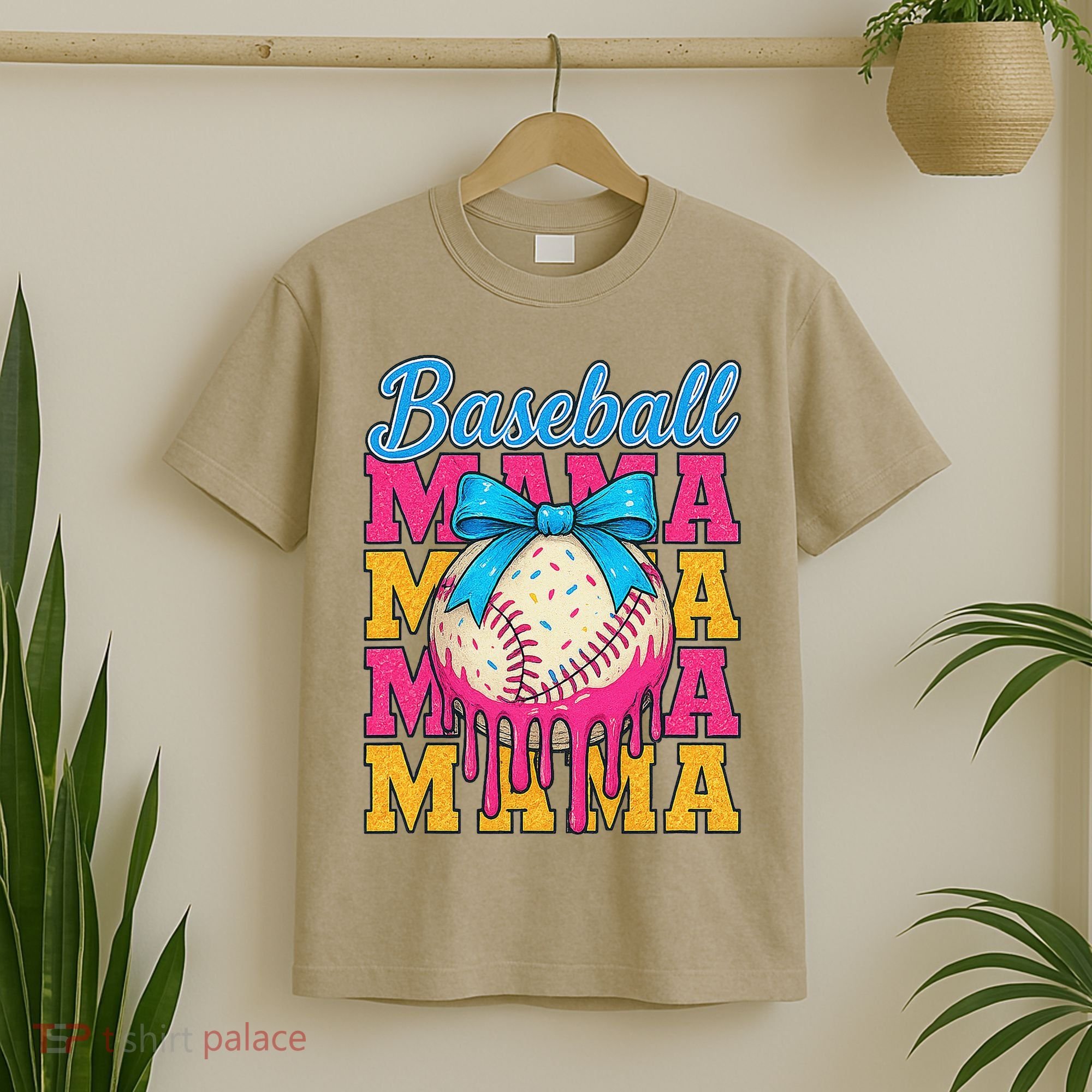Baseball Mama Home Plate Ice Cream Drip With Sprinkles Drip T-Shirt