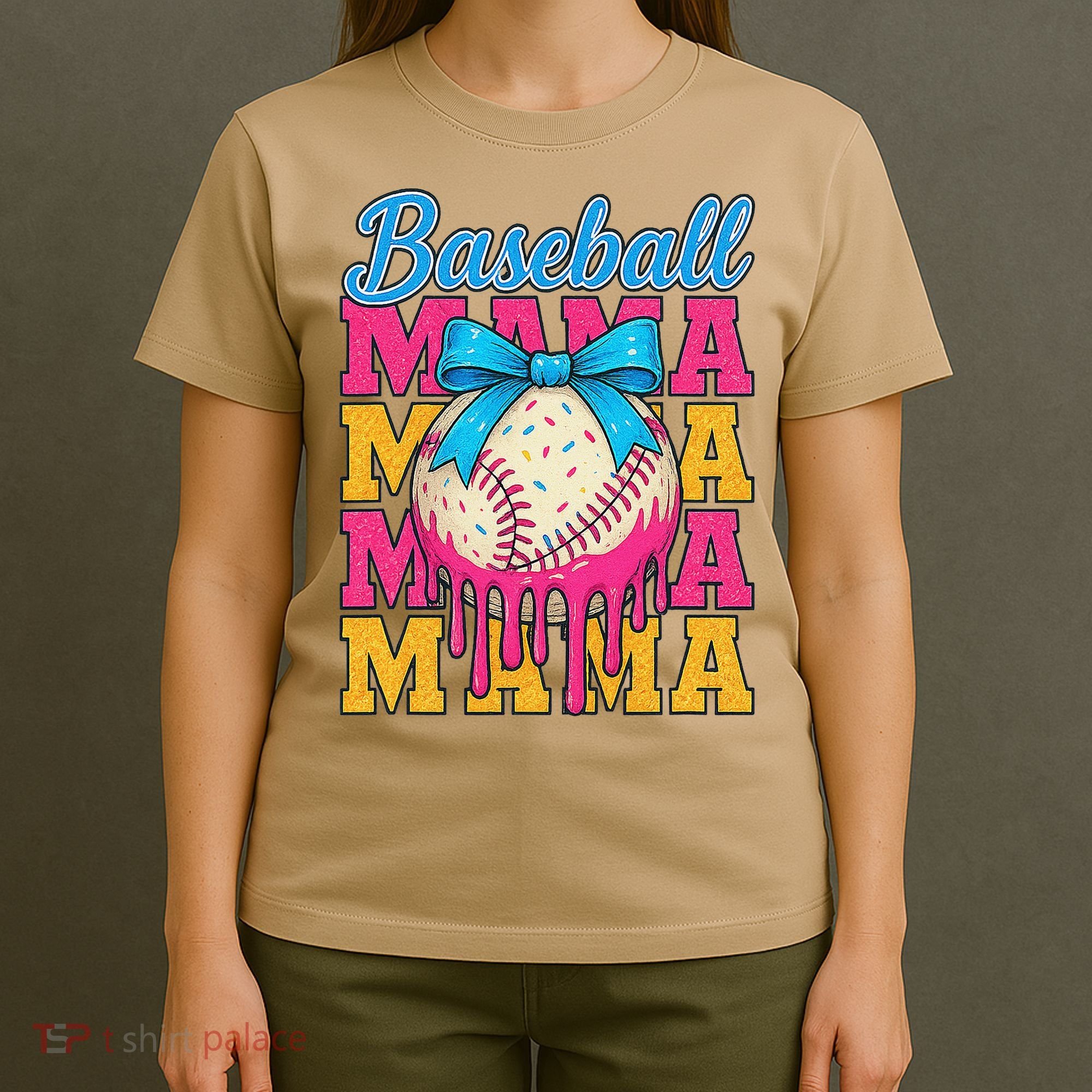 Baseball Mama Home Plate Ice Cream Drip With Sprinkles Drip T-Shirt