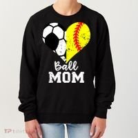 Ball Mom Heart Funny Softball Soccer Mom Gift Women's Sweatshirt thumb 0