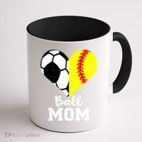 Ball Mom Heart Funny Softball Soccer Mom Gift Coffee Mug thumb 1