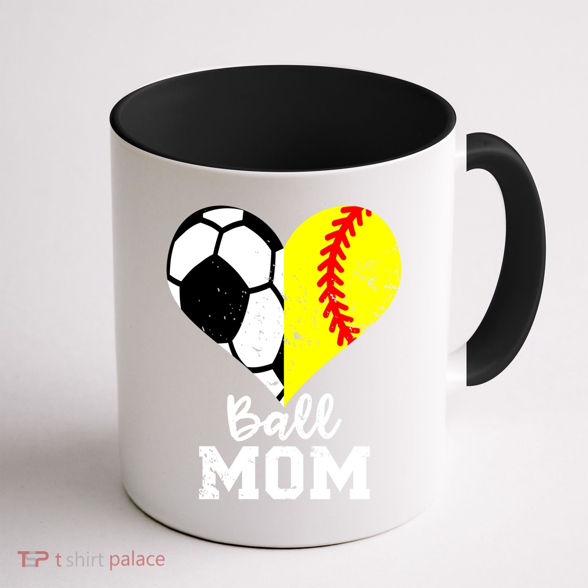 Ball Mom Heart Funny Softball Soccer Mom Gift Coffee Mug