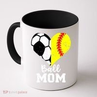 Ball Mom Heart Funny Softball Soccer Mom Gift Coffee Mug thumb 0