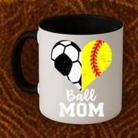 Ball Mom Heart Funny Softball Soccer Mom Gift Coffee Mug thumb 2