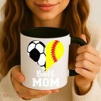 Ball Mom Heart Funny Softball Soccer Mom Gift Coffee Mug thumb 3