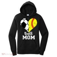 Ball Mom Heart Funny Softball Soccer Mom Gift Women's Hoodie thumb 0