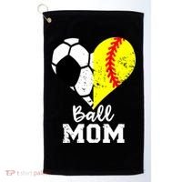 Ball Mom Heart Funny Softball Soccer Mom Gift Golf Towel thumb 0