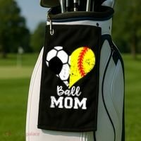 Ball Mom Heart Funny Softball Soccer Mom Gift Golf Towel thumb 2