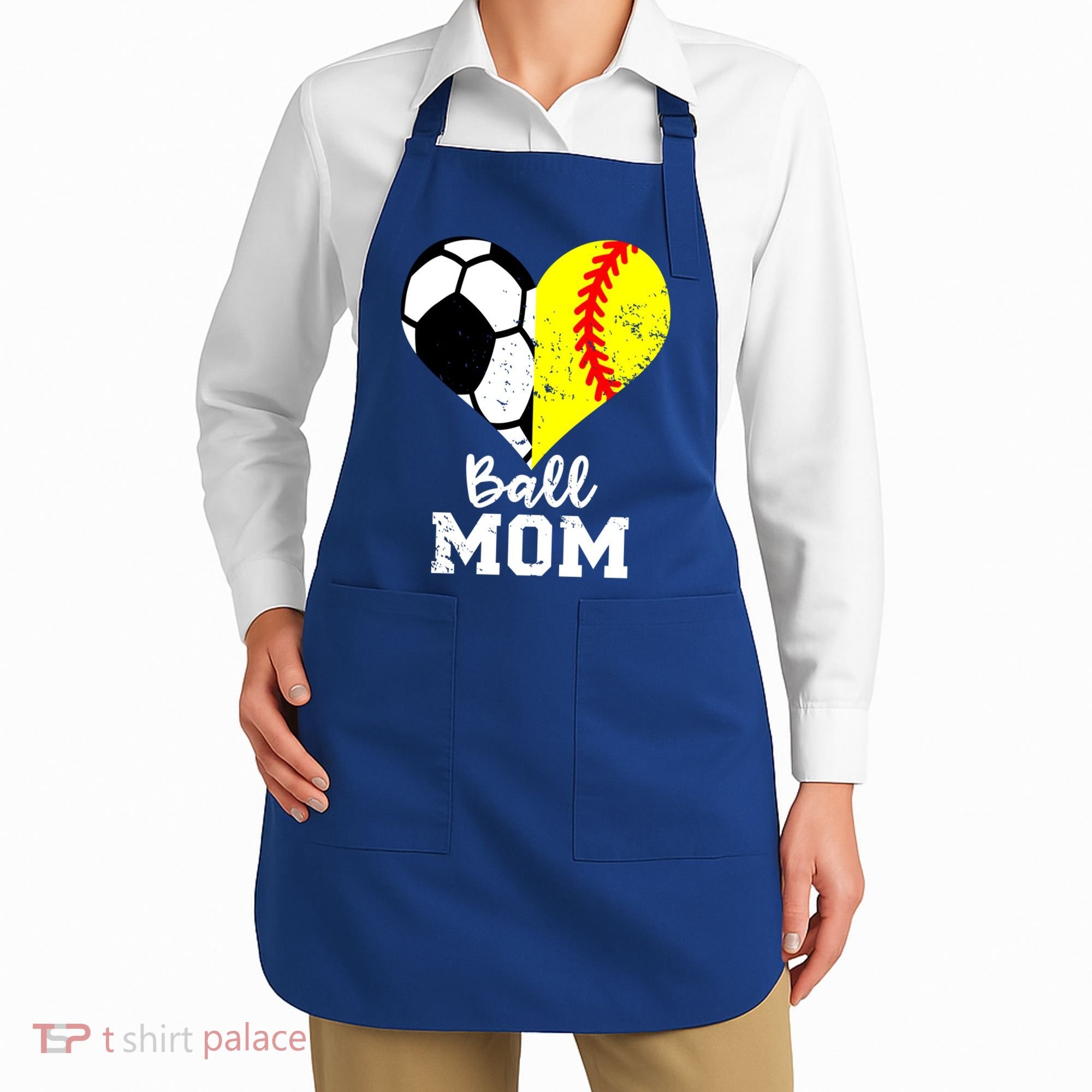 Ball Mom Heart Funny Softball Soccer Mom Gift Apron