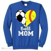Ball Mom Heart Funny Softball Soccer Mom Gift Sweatshirt thumb 0