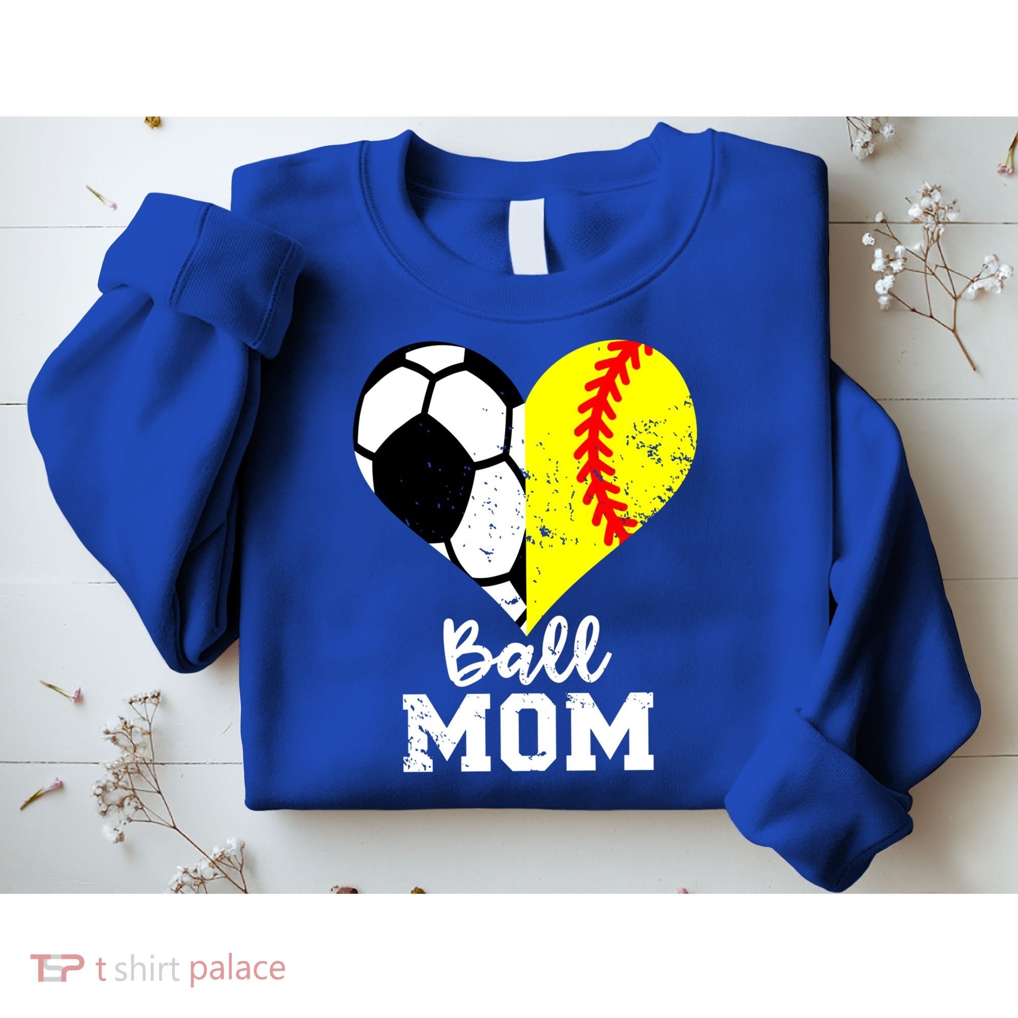 Ball Mom Heart Funny Softball Soccer Mom Gift Sweatshirt