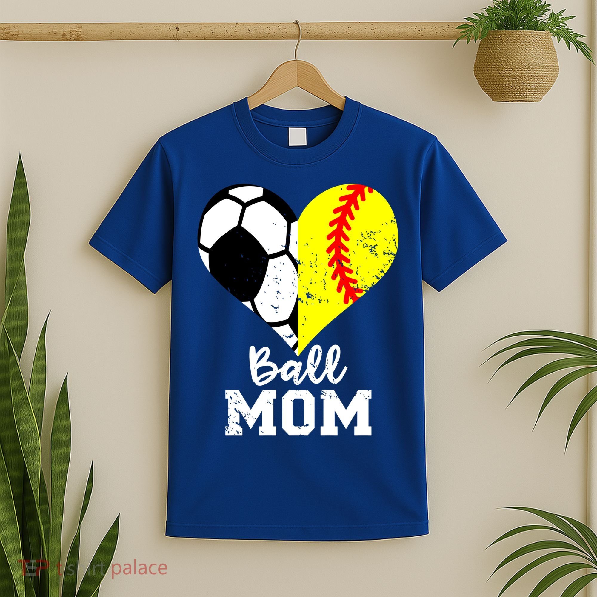 Ball Mom Heart Funny Softball Soccer Mom Gift T-Shirt