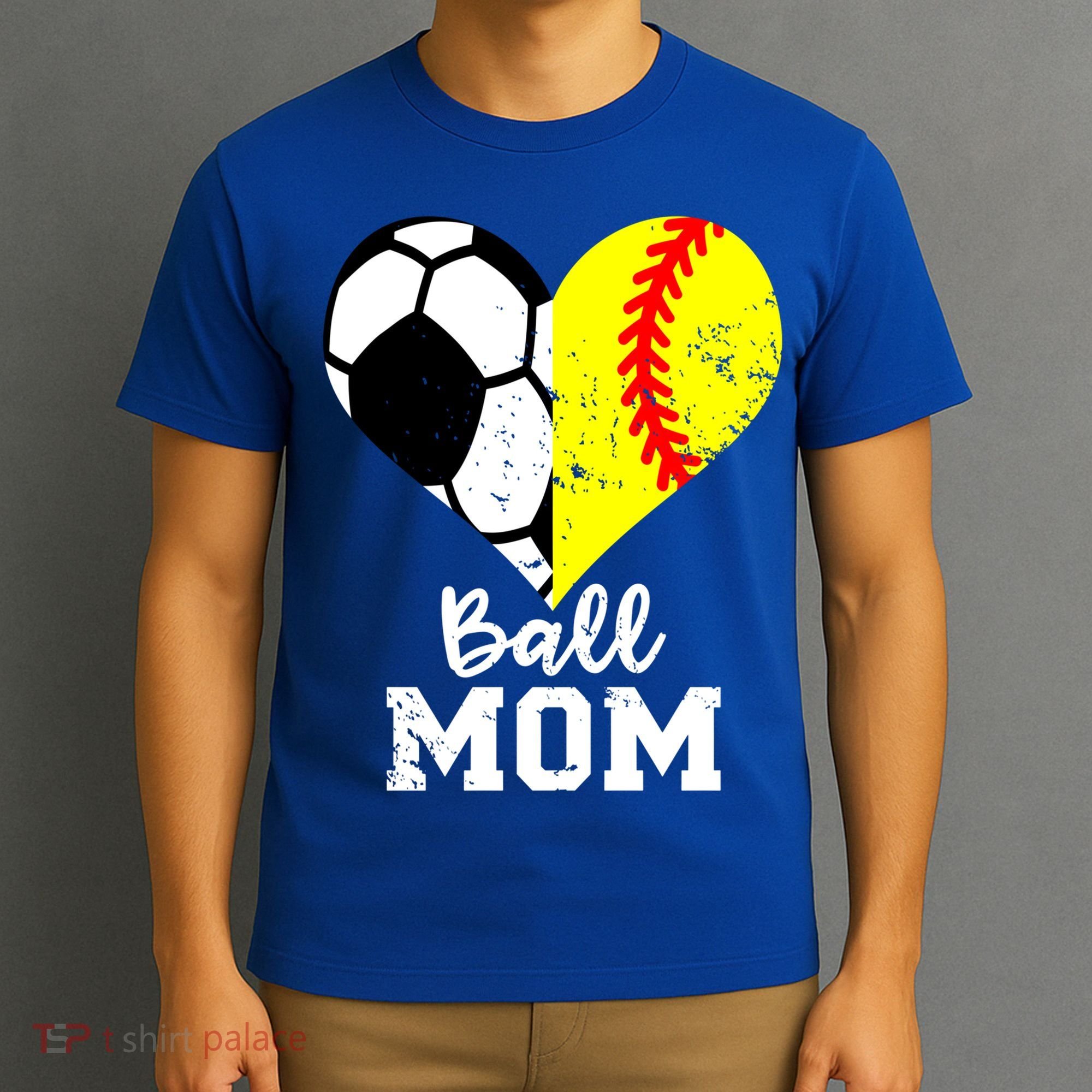 Ball Mom Heart Funny Softball Soccer Mom Gift T-Shirt
