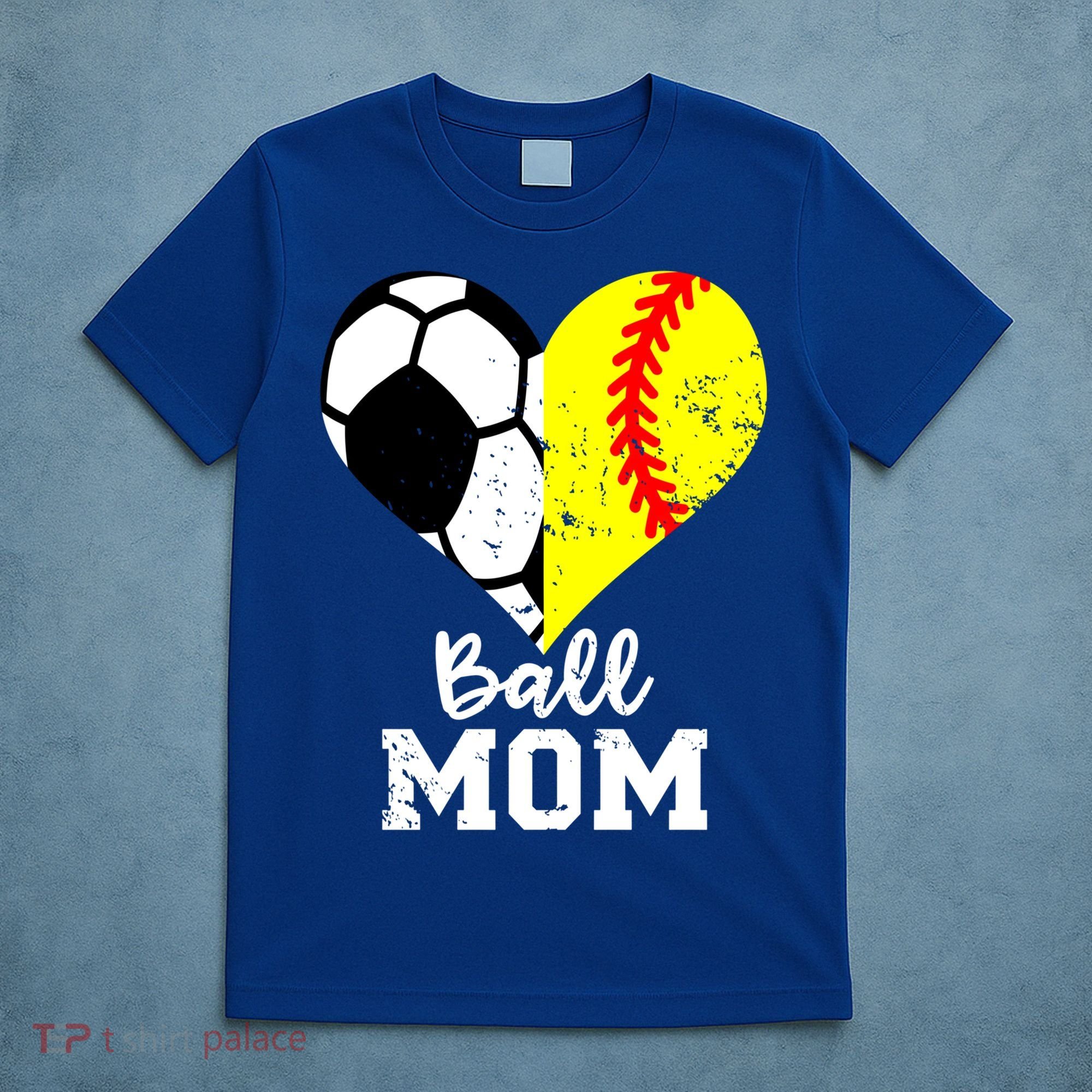 Ball Mom Heart Funny Softball Soccer Mom Gift T-Shirt
